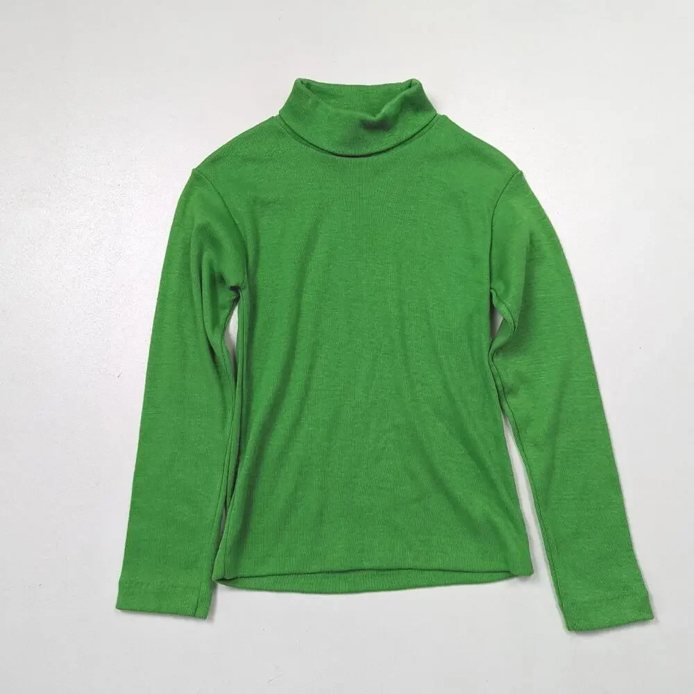 Vintage Monogram Turtleneck Shirt Unisex Children's Kids Size 3-4T Green